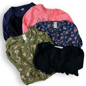 Girls 5T Long Sleeve Top Bundle Carters Floral Button Blouse Old Navy Crewneck